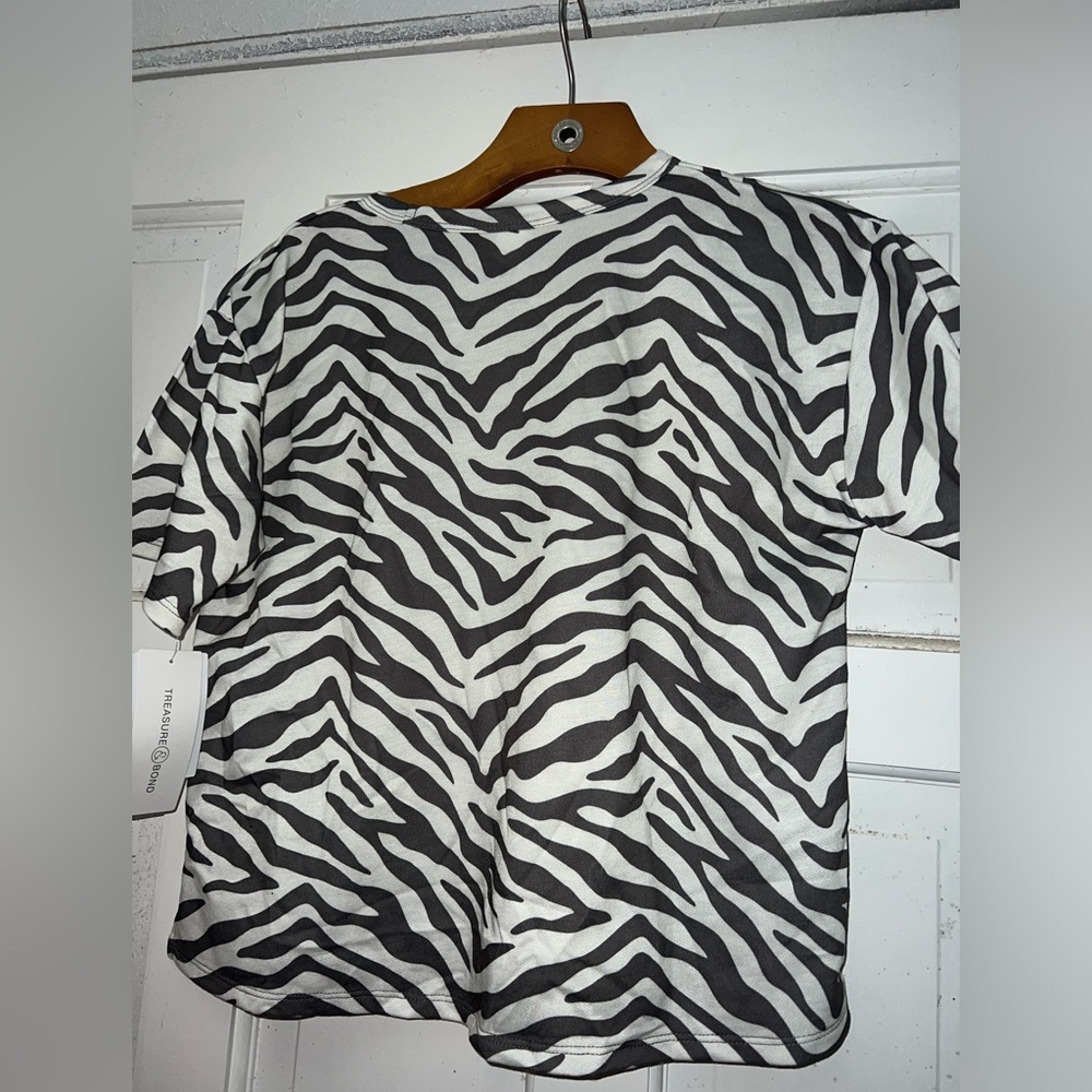 NWT Treasure&Bond grey castlerock-Ivory zebra girls size XL (14-16) sleepwear - Picture 3 of 3